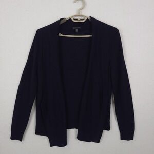Eileen Fisher Cardigan Sweater Womens Petite Small Blue 100% Wool Open Front